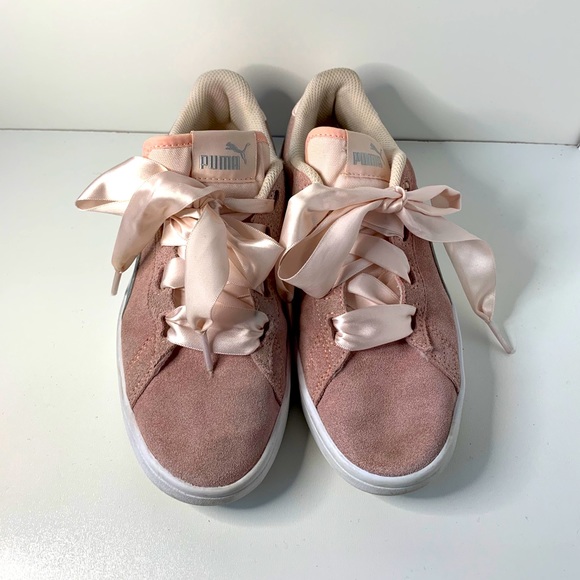 Pink Suede, Satin Lace Puma Shoes - Picture 4 of 7